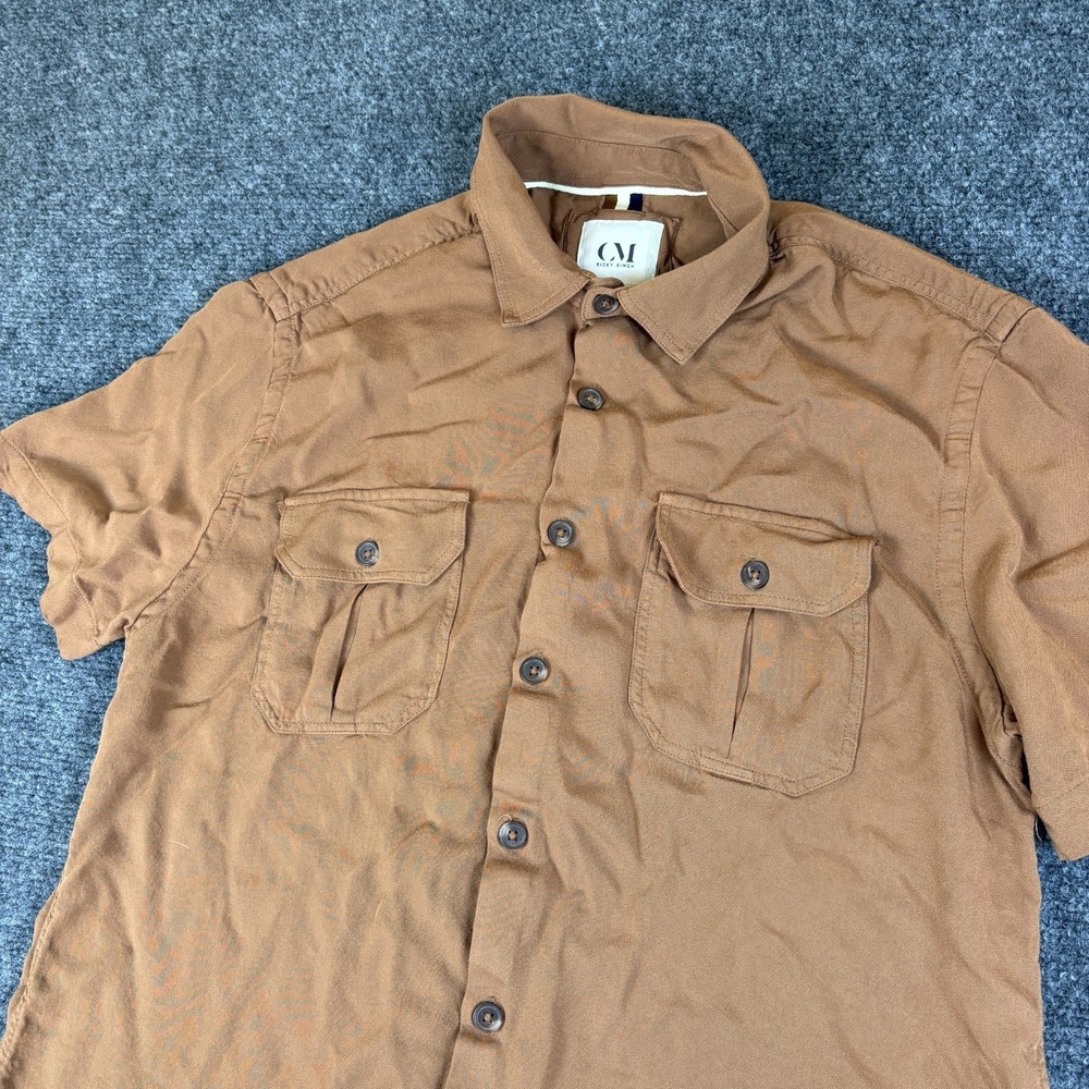Cactus Man Ricky Singh Shirt‎ Mens Small Brown Viscose Short Sleeve Button Up